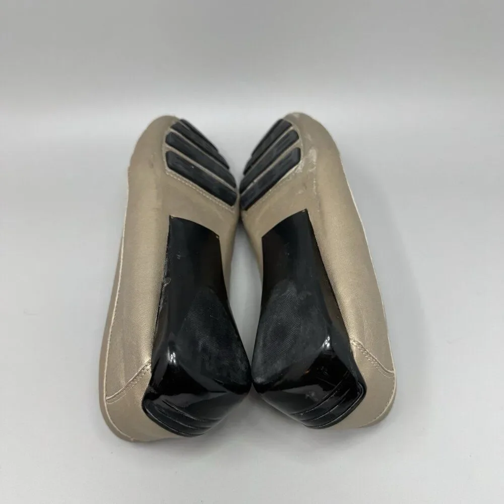 Robert Zur Petra Women Size 10.5 Bronze Silver Woven Leather Slip On Loafer